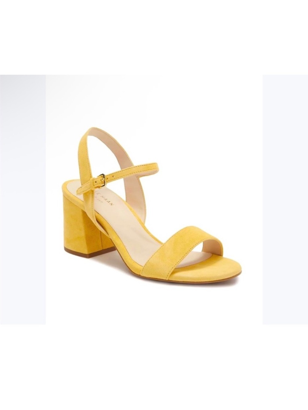 Cole Haan Women's Josie Block Heel Yellow Suede Sandal Size 8.5